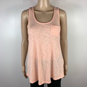LUCKY LOTUS Small Peach Pocket Racerback Tank Top